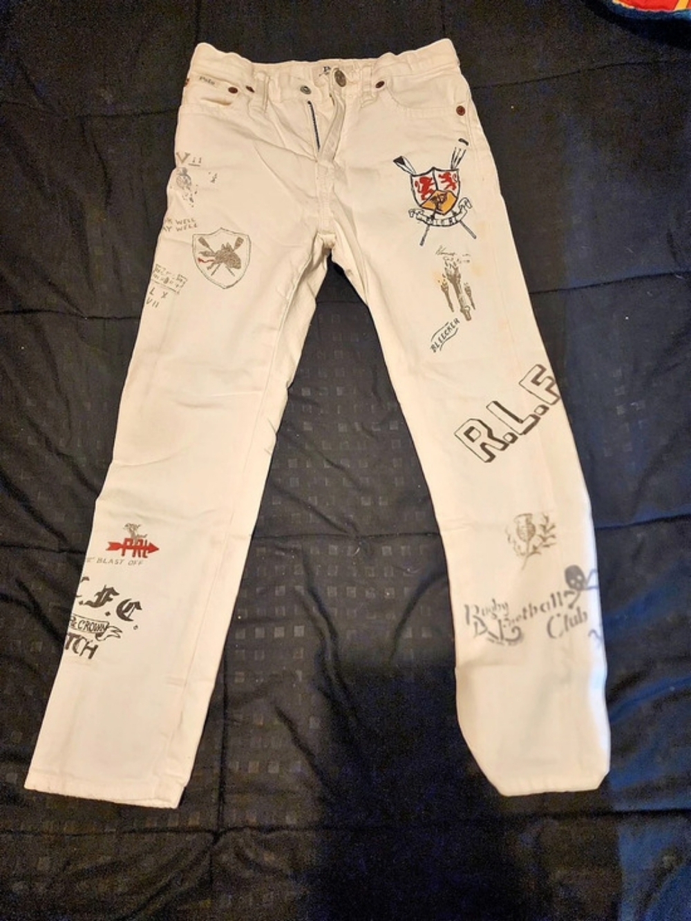 Polo Ralph Lauren Sullivan Slim White Graphic Patchwork Jeans Graphic Straight